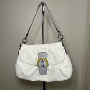 Elegant Cream and Gray Women's Coach Bag
